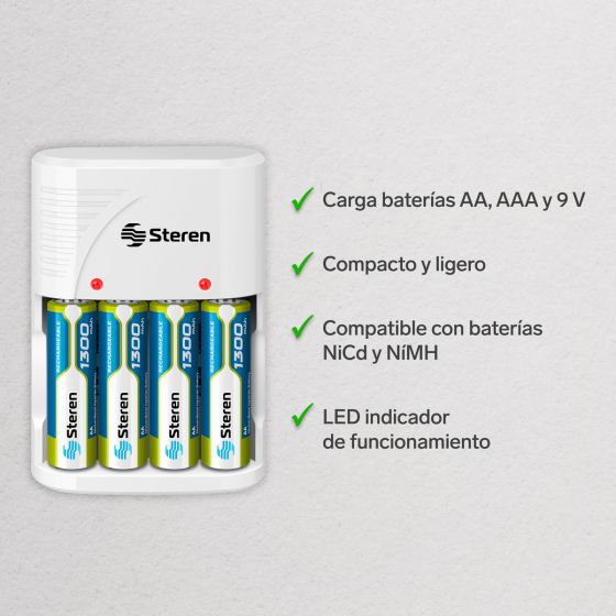 Cargador de Batería AA AAA Baterias Recargables Cargador para Ni-MH Ni-CD  Pilas